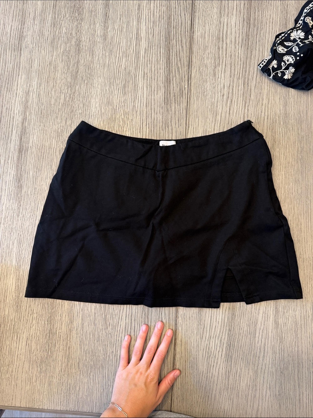 Black Women's Mini Skort with Front Slit